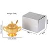 Frasco de Condimentos Dorado, Estilo Europeo de Aleación con Tapa Contenedor de Especias Sal Mantequilla Organizador, Frasco de Almacenamiento para Granos de Café, Herramientas de Cocina
