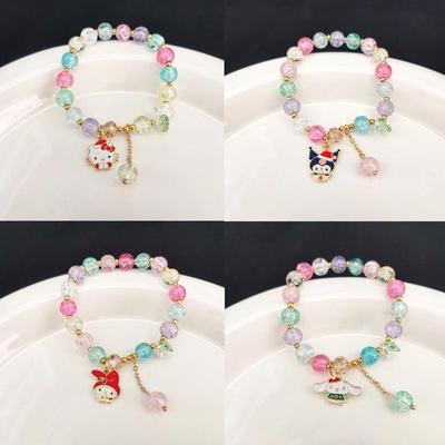 Pulseira de Miçangas de Cristal Coloridas de Pipoca Kuromi - Venda Quente de Natal para Estudantes e Melhores Amigas