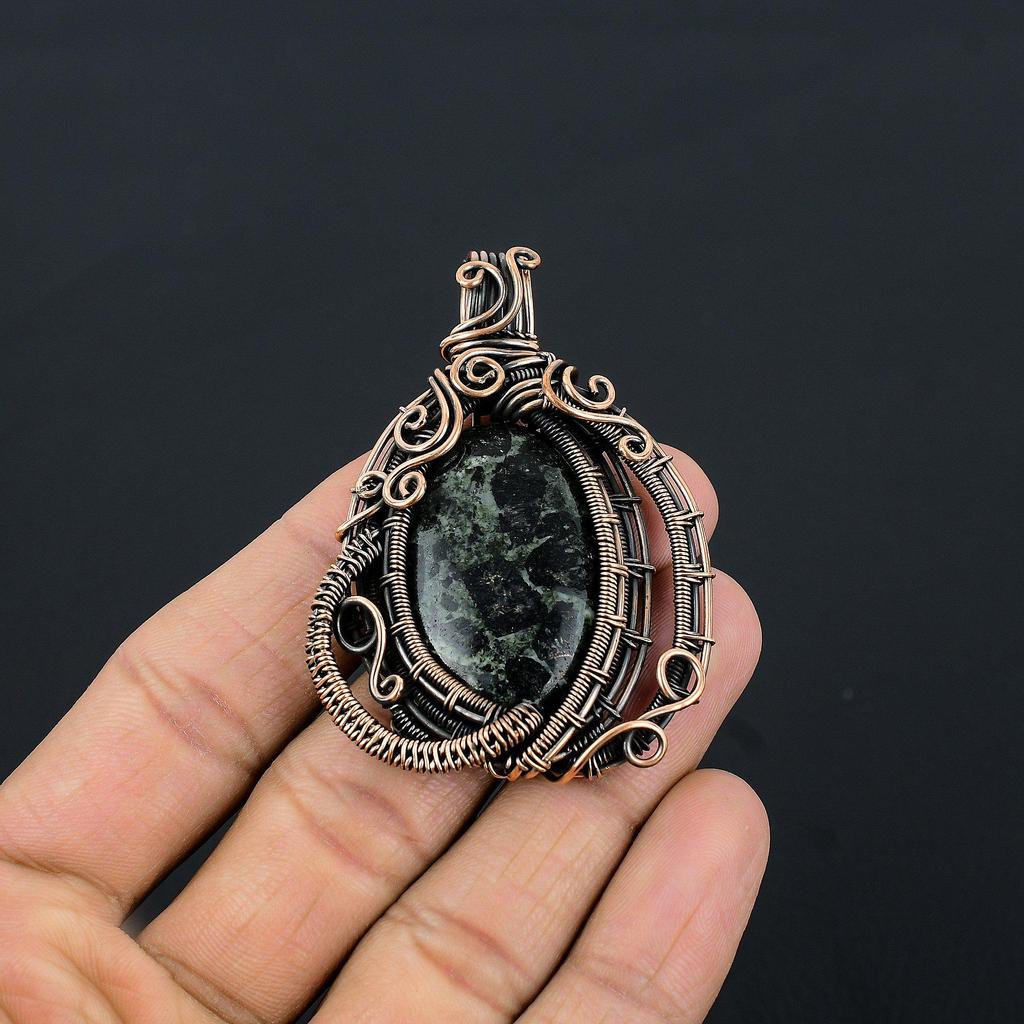 Star Galaxy Jasper Pendant, 999 Copper Wire Wrapped Gemstone Jewelry, Handmade Pendant, For Thanksgiving