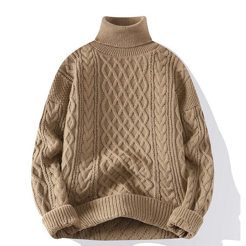 Men's Retro Japanese Knit Loose-Fit Sweater with Velvet Layer