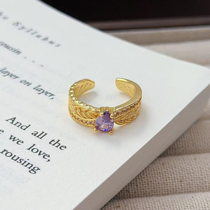 Medieval French Retro Full Diamond Open Ring Fashion High Sense Temperament Niche Design Exquisite Diamond Accessories Women