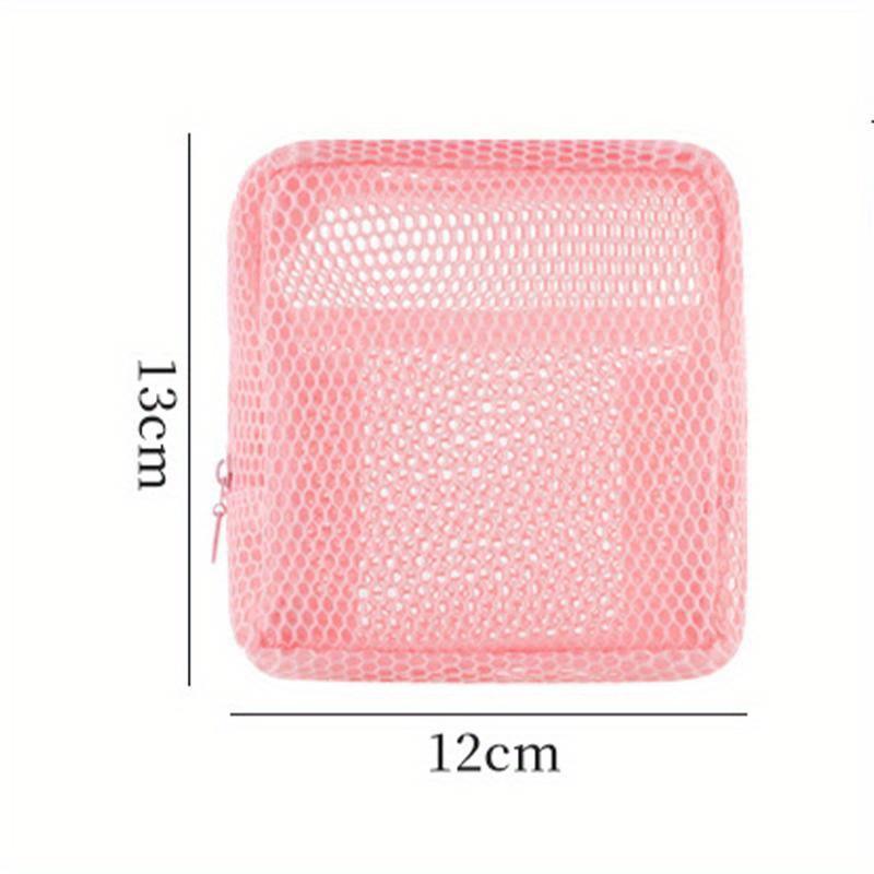 Square Mesh Cosmetic Bag Portable Lipstick Storage Bag With Zipper Multi-purpose Sundries Storage Bag Cute Student Case
