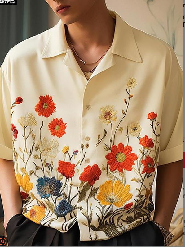 Spring and summer new fashion men's clothing men's short-sleeved shirt top cardigan source factory quick-drying short sleeves