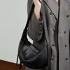 First Layer Cowhide Croissant Bag Diagonal Span Dumpling Bag Genuine Leather Single Shoulder Practical Commuting Solid Color Soft Leather Women'S Bag