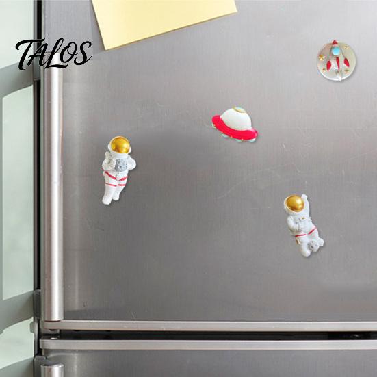 Resin Cartoon Magnets Astronaut Refrigerator Magnet, 3D Flying Saucer Fridge Office Whiteboard Accessories Space Theme Decoration for Kitchen Cabinet
