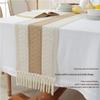 Automne bohème, chemin de table coton toile de jute ferme avec pompons, tissu macramé, décoration intérieure pour décoration de table salon   nappe
