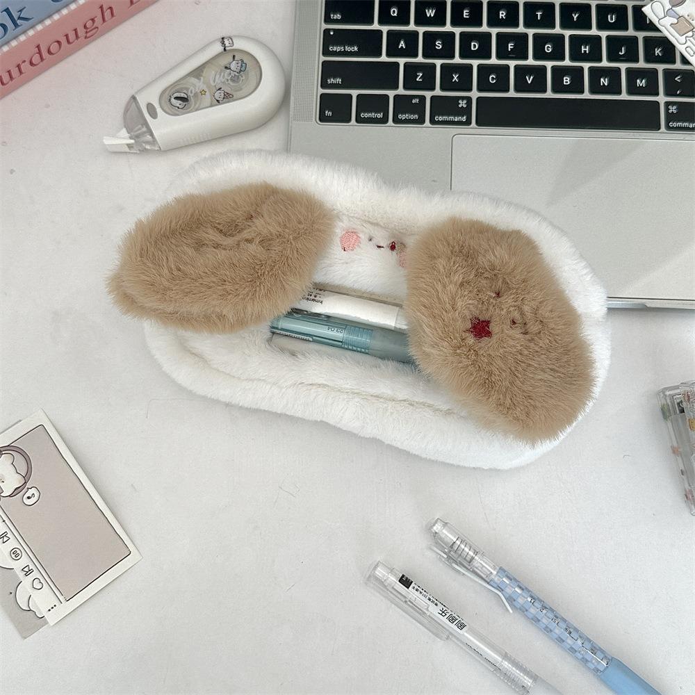 Puppy Transparent Pencil Pouch Bear Stationery Storage Bag Cat Plush Pen Case  Christmas Gift