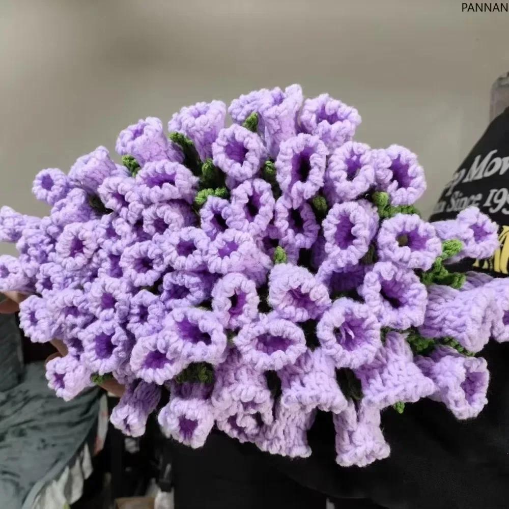 Creative 60cm Flower Bouquet Blanket Finished Product Crocheted Sunflower Blanket Lily of The Valley Bouquet Blankets Gifts