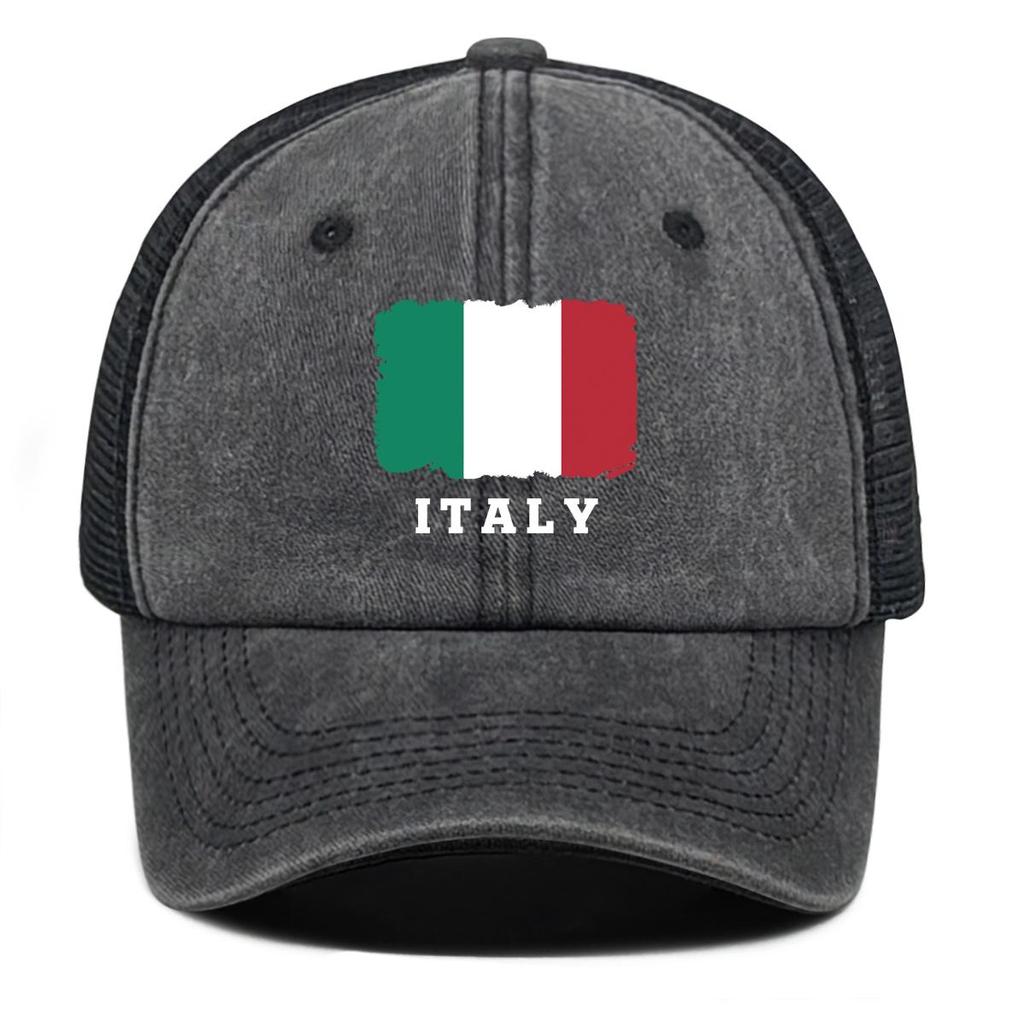 Italienische Flagge Druck Verstellbare Trucker-Kappe, Patriotische Damen-Kappe Verstellbarer Riemen Retro Stilvoll Sportliche Snapback Baseballkappe