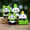 Cute Panda Embracing Bamboo With Frog Headwear Mini Model For Kids And Collectors