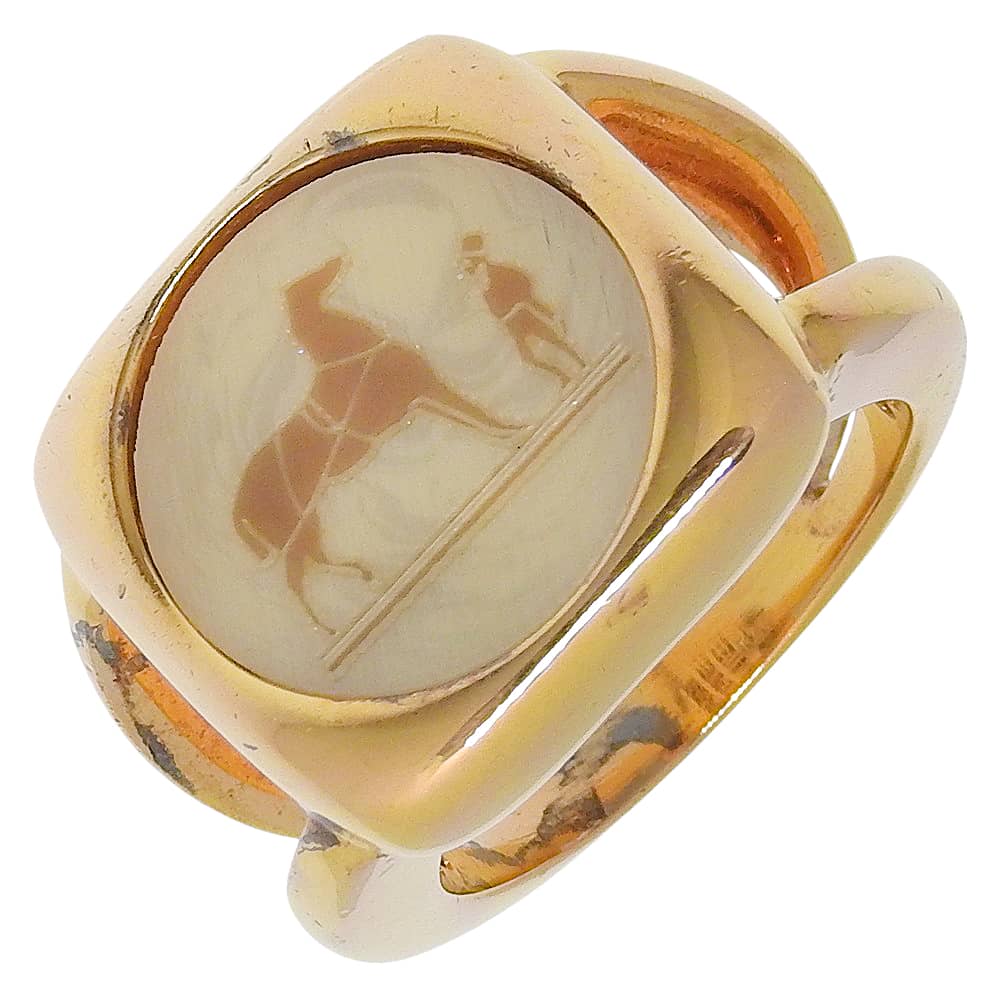 

HERMES Corozo Ring Plated Gold #5.8(US Size) 11.3g Women Used