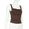 Trendy American Ruched Square Neck Slim Fit Minimalist Camisole - Summer Edition