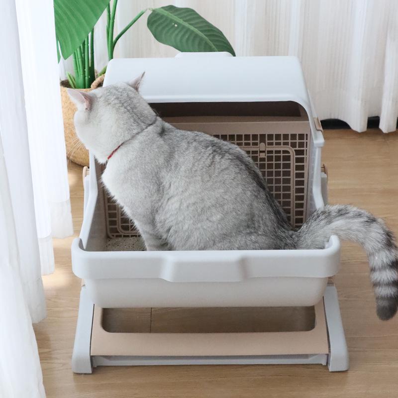 Semi-Automatic Extra-Large Anti-Splash Cat Litter Box for Dropshipping