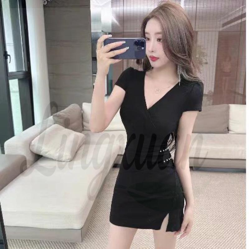 Chic V-Neck Slimming Slit Dress