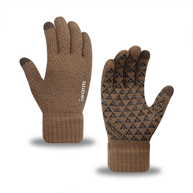 Men'S And Women'S Knitted Touch Screen Gloves Winter Outdoor Cold Protection Warm Plush Jacquard Gloves