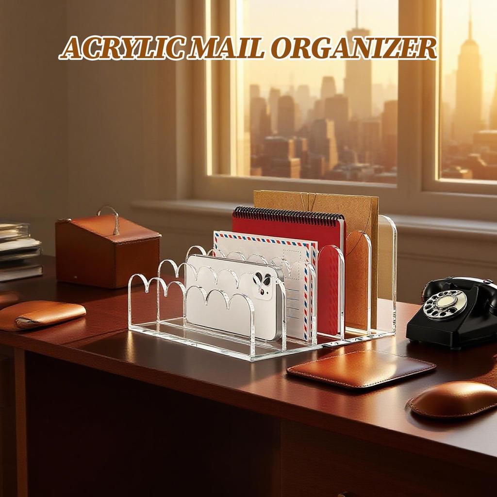 Acryl Briefhalter 5 Fächer Klarer Umschlag-Organizer Vertikales Briefablagegestell Multifunktional für Umschläge und Briefe