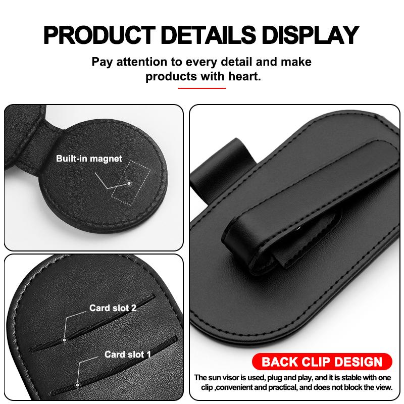 Leather Car Glasses Clip Sun Visor Multi-function Sunglasses Clip For Jaguar XF XE XJ F-Pace X-Type S-Type F-Type E-Pace I-PACE XK