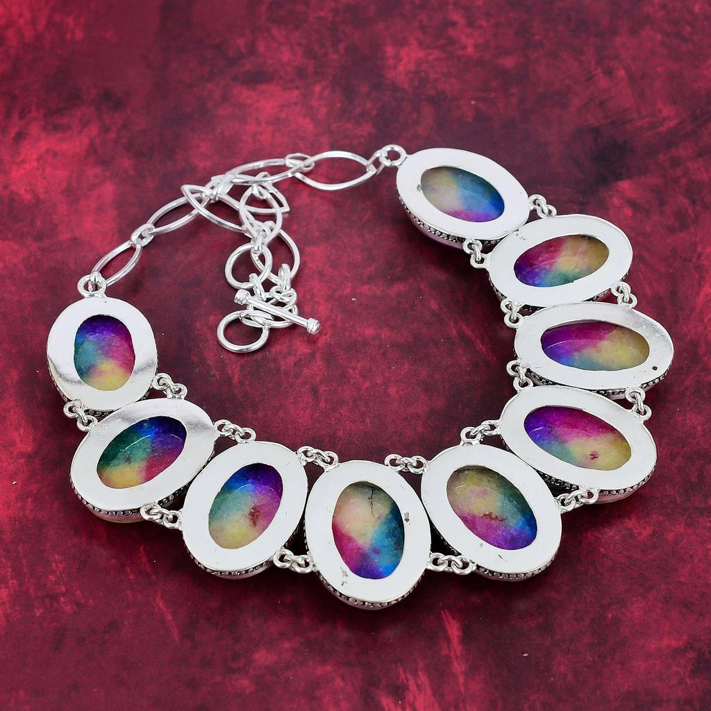 Rainbow Solar Quartz 925 Solid Sterling Silver Necklace with Adjustable Chain, Handmade Gemstone Jewelry Necklace For Thanksgiving