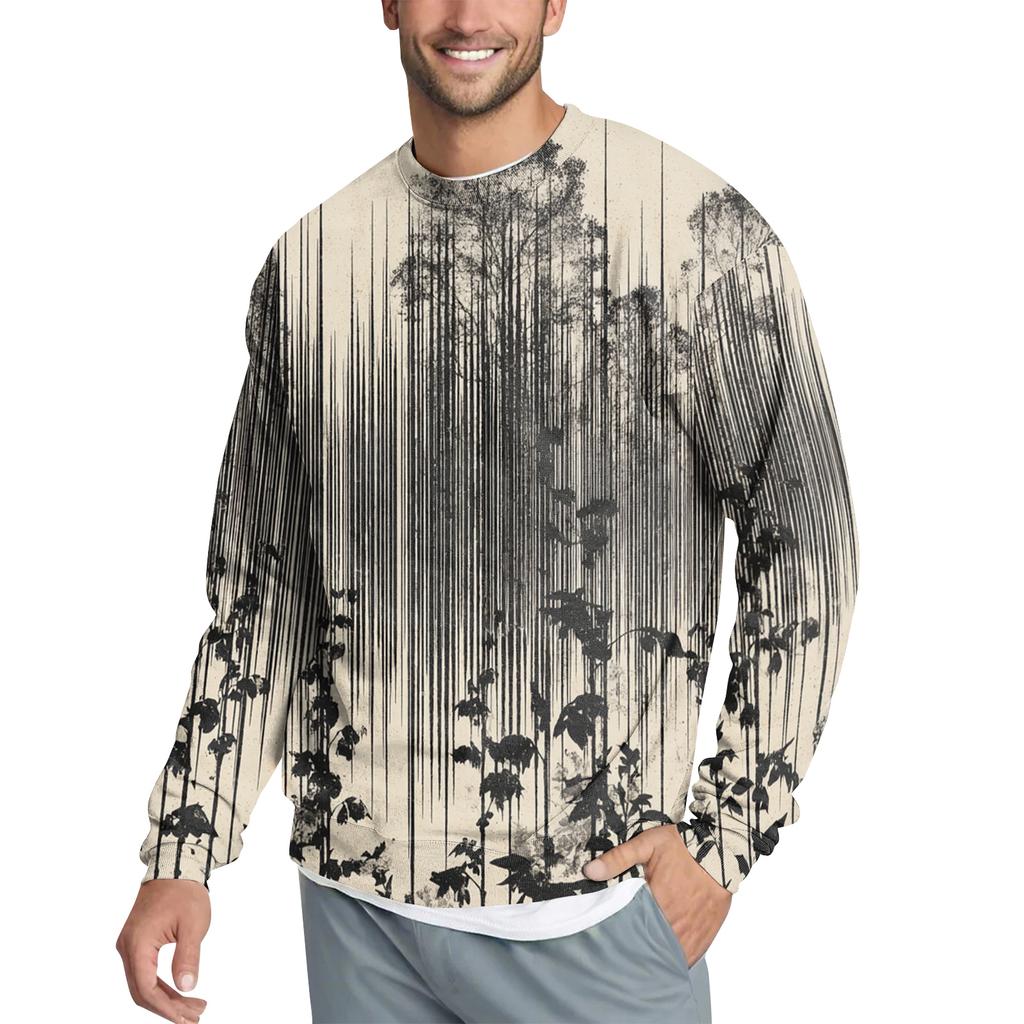 Men's Casual Fashion Printed Round Neck Pullover Sweatshirt