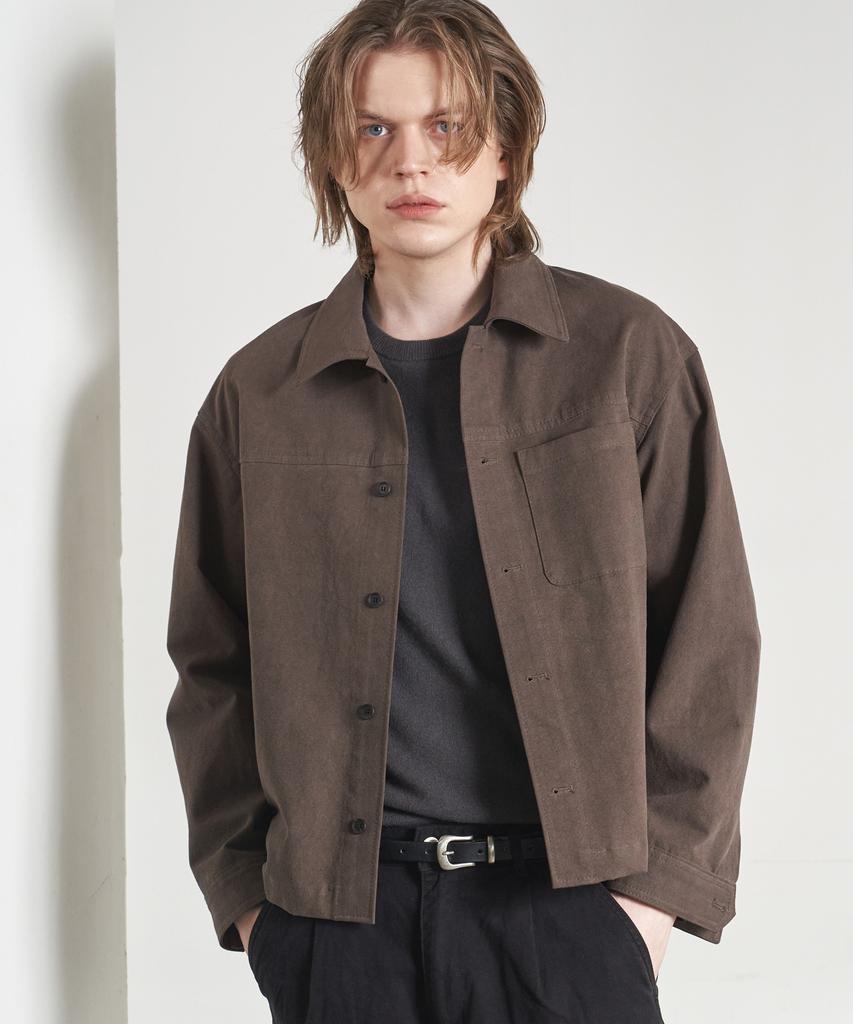Sperone Peach Washed Crop Shirt Jacket (Brown)
