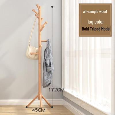 HANDUNYOU Solid Beech Wood Floor Standing Clothes Rack