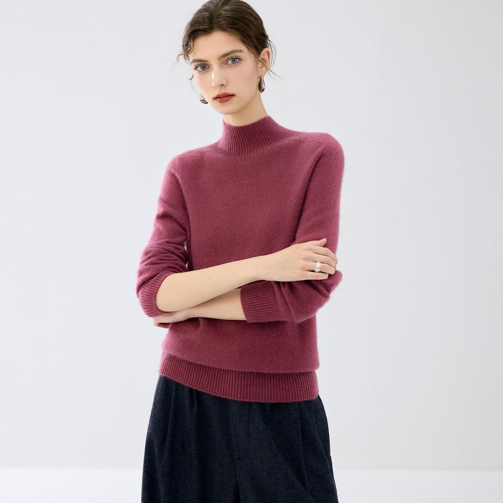 Lekasha Women's Cashmere Half-High Neck Knitted Sweater