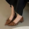 Fashion Buckle Fashion Pointed Toe Footwear Medium Heels Pumps Shoes For Women New In 2025 Female Slip On Shallow Ladies Heeled Shoes