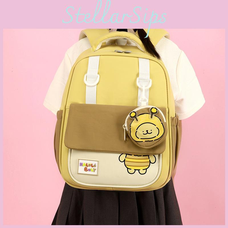 Pattern Toddler Bee Backpack With Lightweight Nylon Cartoon Schoolbag For Kids