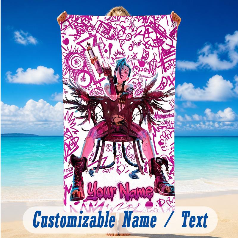 Beach Towel Custom Name Text, Quick Dry Large Towel For Beach HomeArcane
