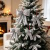 Sequin Decor Tree Ornament Shiny Surface Bow Pendant Easy Hang Christmas Bow  Festive Display