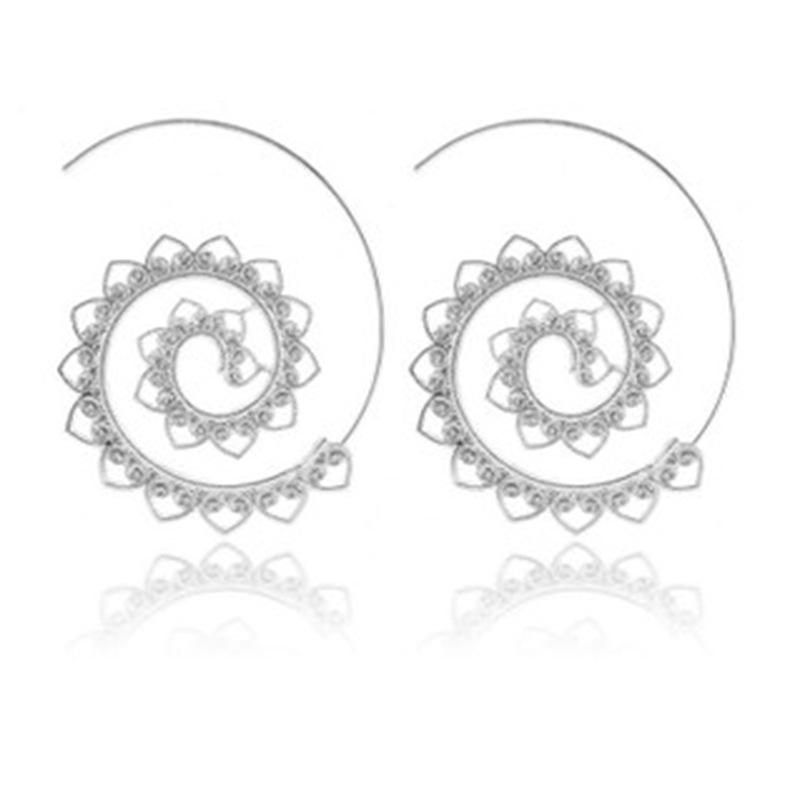 Western Spiral Oval & Heart-Shaped Retro Earrings