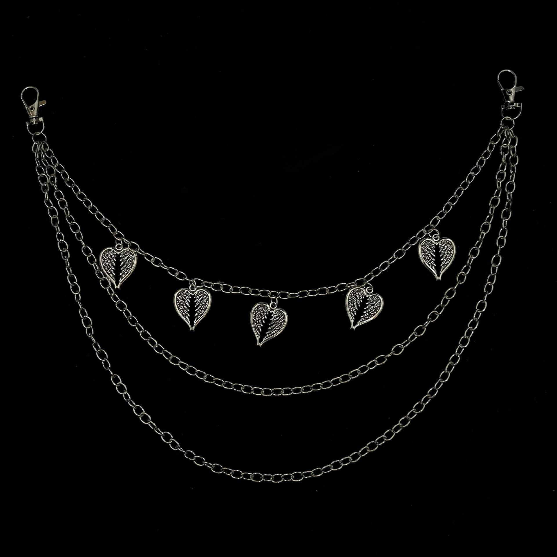 European-American Cross-Border Jewelry Heart Pendant Waist Chain Women s Hip Hop Butterfly Chain Decoration серебряный
