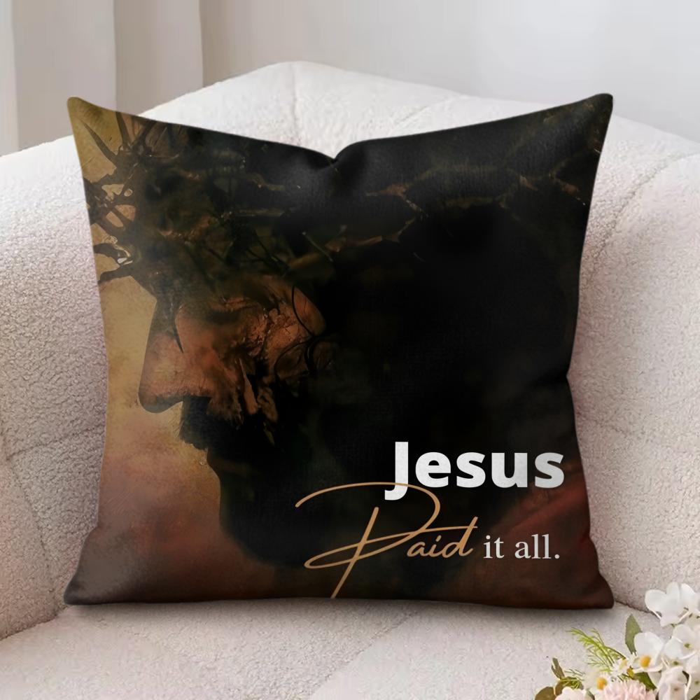 Good Friday Christ Text Cushion Cover Silky Short Plush Invisible Zipper Dustproof Sofa Pillow Case For Home Decor