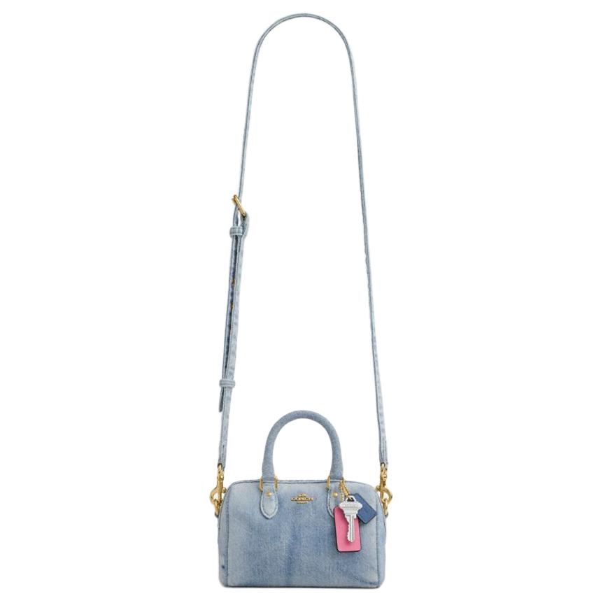 Coach Llavero con Logo Rowan 17 Firma Correa de Hombro Desmontable Ajustable Cierre de Cremallera Bolso Boston de Algodón Bolso Cruzado Mini CDY30-IMNIM