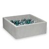 Dry Pool 110x110x40 Corduroy Gray 600 Balls: Transparent, Pearl, Silver, Metallic Turquoise