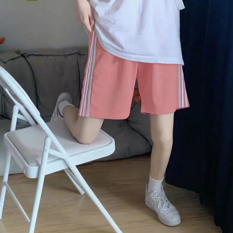 Drei-Bar-Shorts, Damen-Fünf-Punkt-Hosen, BF-Sommerstudenten, lockere Freizeithosen, Sporthosen, weit geschnittene Hosen, Mittelhosen