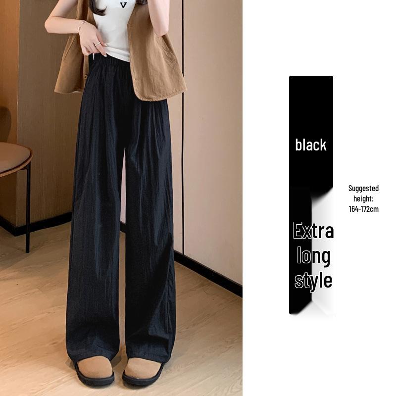 Pantalones de Pierna Ancha de Seda de Hielo de Cintura Alta para Mujer 2025 - Verano Delgados, Adelgazantes, Casuales, Corte Holgado