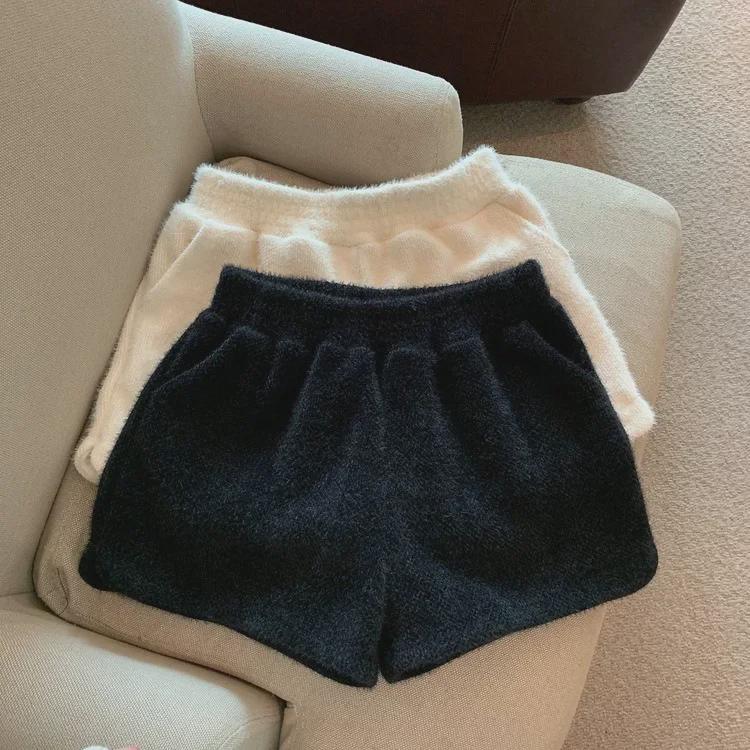 Women's High-Waisted Mink Velvet Wide-Leg Pants for Autumn/Winter