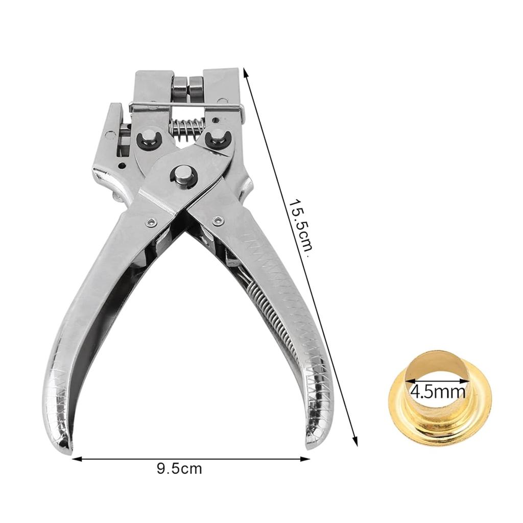 Eyelet Setting Tool for Belt Holes with Punch Pliers and 100 Pcs Hollow Grommets