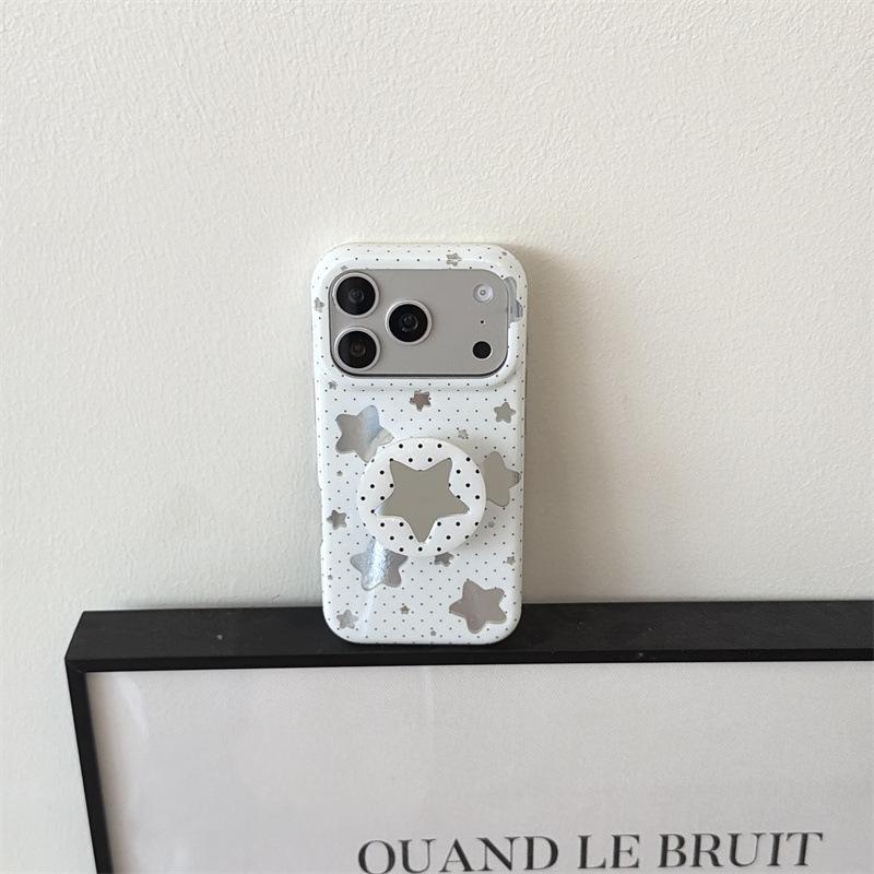 

Custom Polka Dot Mirror Star Stand for iPhone 17/16 Pro Max/15/14 Cases iPhone 15