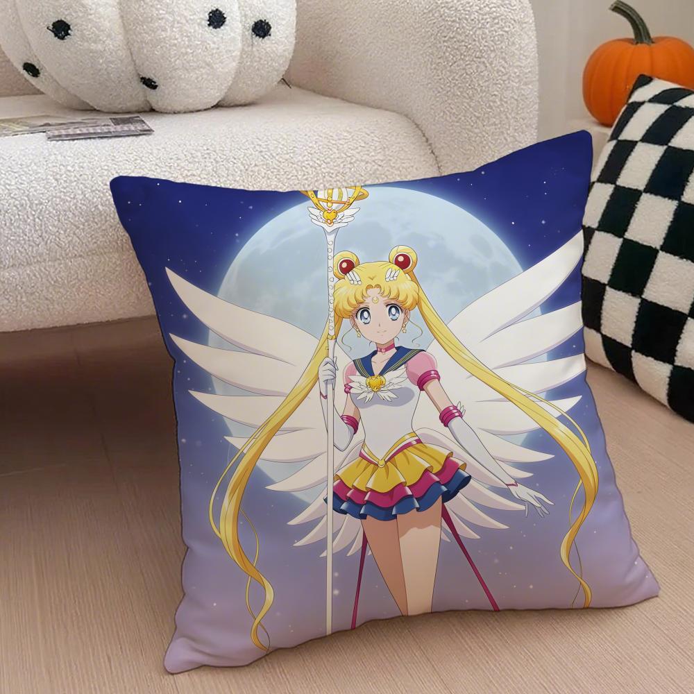 Dreamlike Cute SSailor Moon Cushion Cover Throw Pillow Cover Hidden Button Durable Polyester Chair Cushion