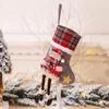 1Set Christmas Tree Socks Pendant Old Man Elk Bear Snowman Pattern Christmas Medium Plaid Socks for Children Candy Gift Bag