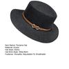 Panama Hat Women Men Faux Leather Buckle Straw Sun Hat French Style Flat-Top Style Wide Brim UV Protection Beach Hat