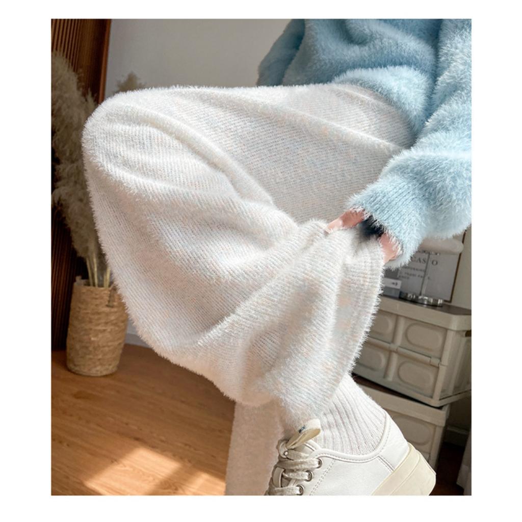 Dámské kalhoty s širokými nohavicemi s duhovými puntíky na podzim a zimu, kalhoty z lepkavé rýže s vysokým pasem a splývavým efektem, ležérní rovné trubkové silné vlněné kalhoty