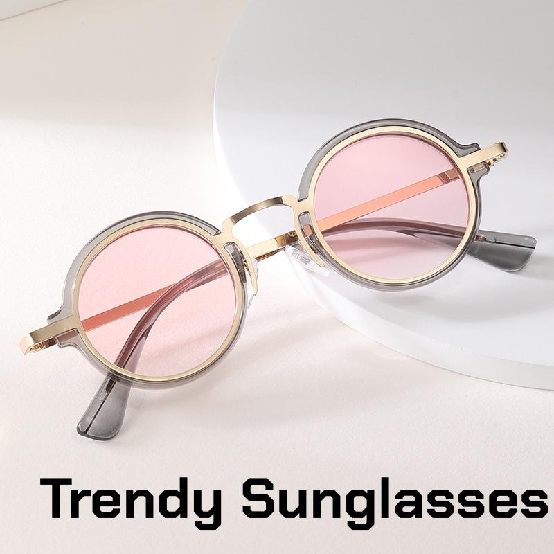 Personalized Stylish Round Frame Sunglasses for Men and Women Trendy Creative Design for Tourism Street Photography Sunglasses