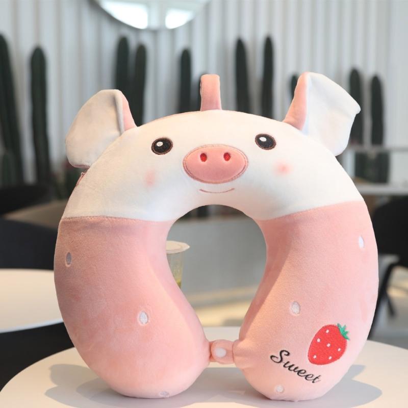 Soft Velvet U Shape Neck Pillow With Optional Animal Designs Memory Foam Cushion For Children Traveling