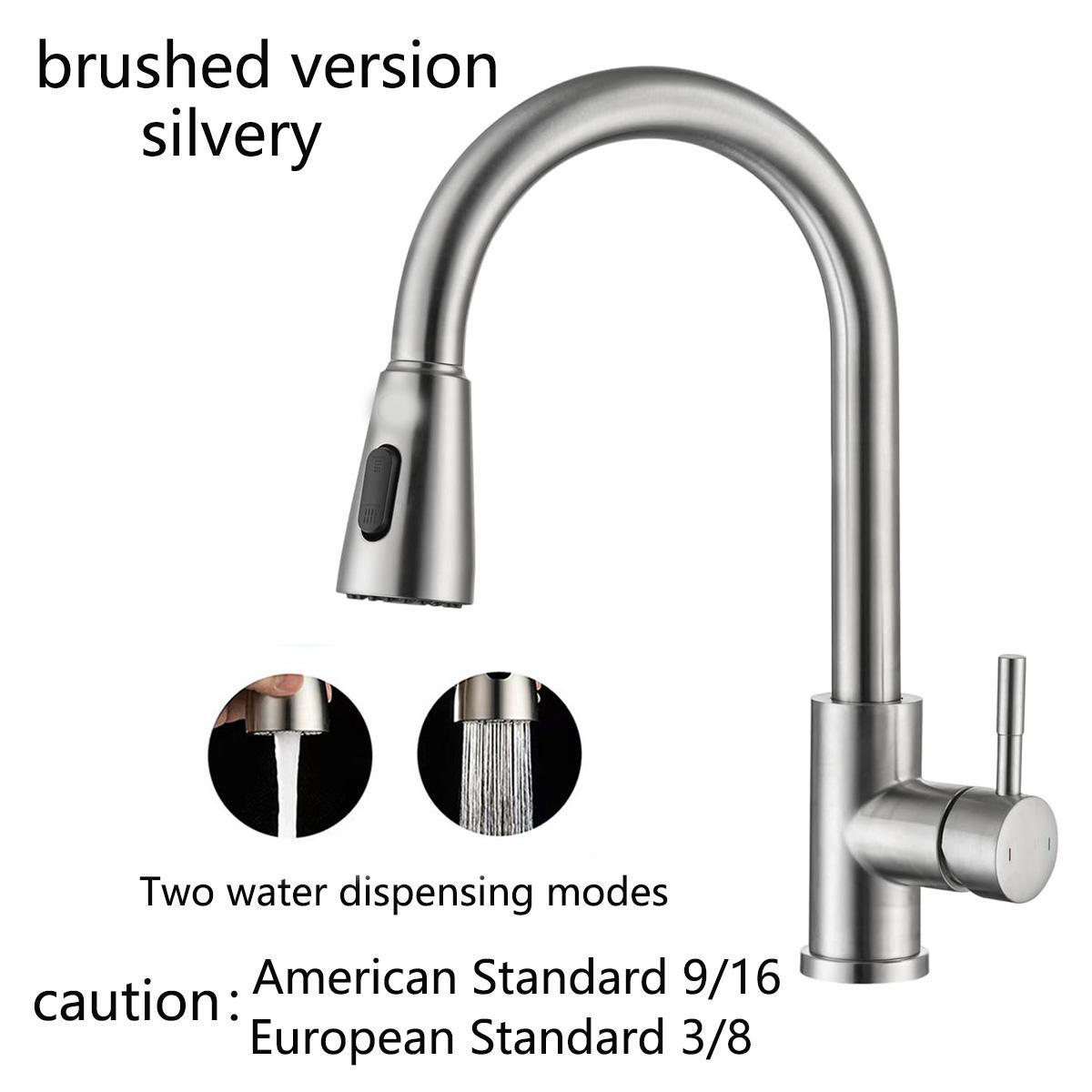 

Смесители для кухни Матовый никель Выдвижная кухонная раковина Водопроводный кран Настольный смеситель Распылительная головка Горячие и холодные краны Щепка G1/2