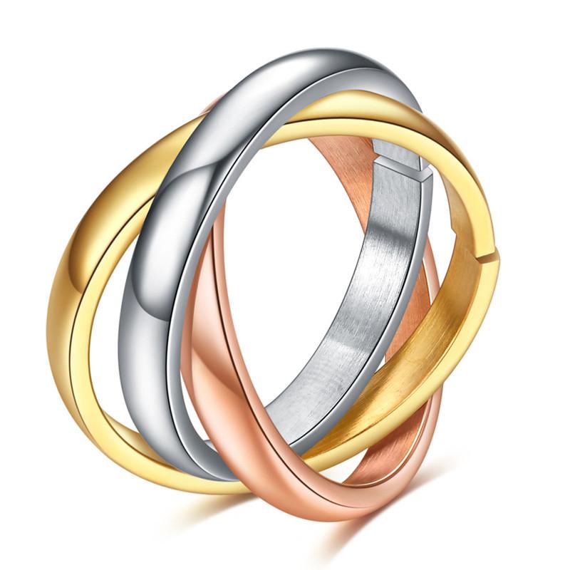 2mm Classic 3 Rounds Love Ring Sets for Women Luxury Stainless Steel Wedding Engagement Female Finger Jewelry Gifts Wholesale