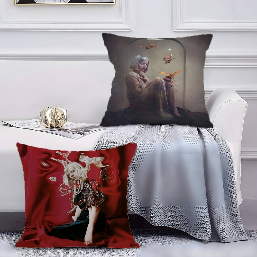Famous Singer-Aurora-Music Aksnes Pillow Case Anti-dustmite Pillowcase Invisible Zipper Silky Short Plush Sofa Cushion Cover
