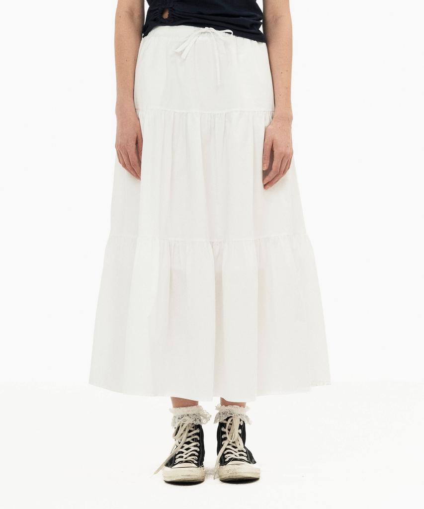 Sinking Deeper Maxi Shirred Skirt (White)